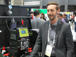 Josh Donegia dicussing the RT Series Peristaltic Pump from Albin Pump at WEFTEC 2025.