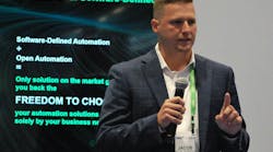 Schneider Electric's Jacob Thompson speaks during a presentation at WEFTEC 2025 in Chicago. Schneider Electric's Jacob Thompson speaks during a presentation at WEFTEC 2025 in Chicago.