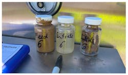 A typical example of one of the 117 total field samples taken of the feed, solids and centrate. A typical example of one of the 117 total field samples taken of the feed, solids and centrate.