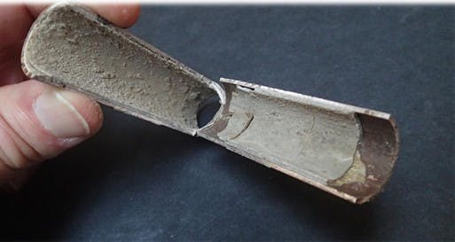 CaCO3 scale in an extracted and bisected heat exchanger tube.2