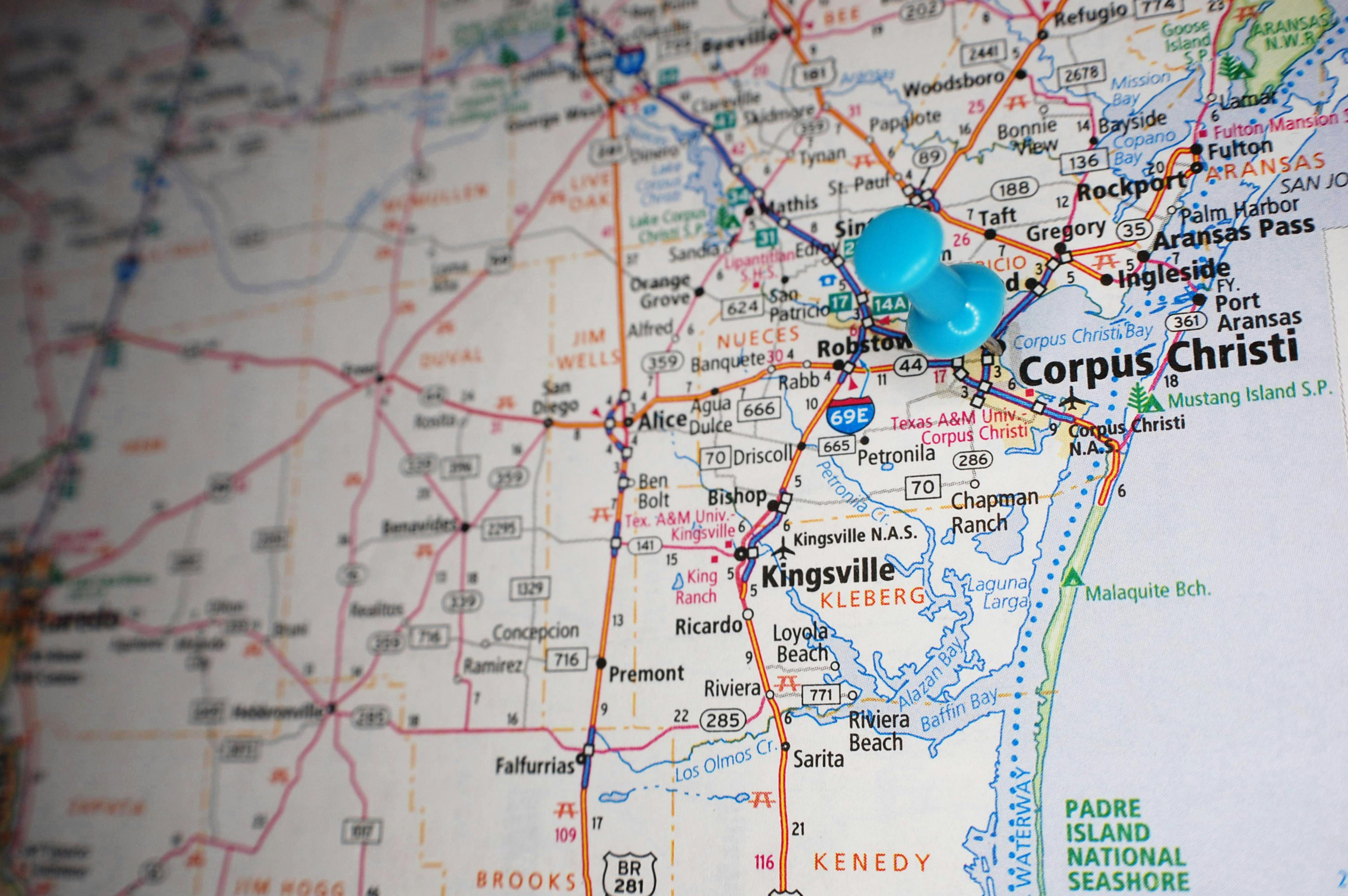 A map of Corpus Christi, Texas