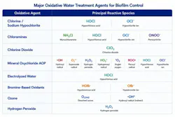 Figure 2: Major oxidative water treatment agents for biofil control