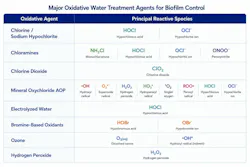 Figure 2: Major oxidative water treatment agents for biofil control